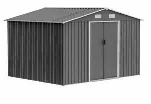 10X8 FT Outdoor Tool Storage Shed with Metal Foundation & Lockable Doors,  All Weather Metal Sheds for Garden, Patio, Backyard, Lawn, Gray