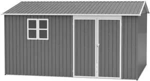12x10 FT Outdoor Storage Shed Metal, Large Garden Tool Sheds Outdoor with Lockable Doors, Waterproof Steel Utility Storage Building, Heavy Duty Equipment Shed for Backyard Patio Lawn Garden, Grey