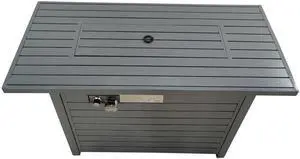 25'' H x 42'' W Steel Propane Outdoor Fire Pit Table with Lid (Grey)