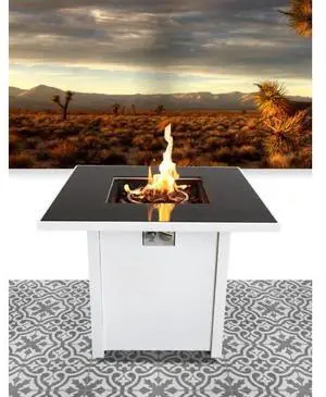 30" Metal Fire Pit with Powder-Coated Finish and Smoked Glass Top