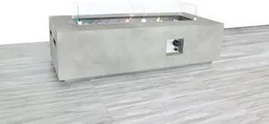 Rectangular Concrete Propane Fire Pit Table with Fiber Reinforcement
