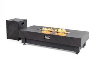 60-INCH FIRE PIT TABLE,Stone  Outdoor Gas Fire Pit Table with Rain cover,Rectangular Heater for Patio, Backyard, Deck, Outdoor Modern Patio Fire() Pit