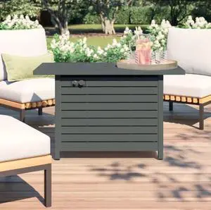 25 H x 42 W Outdoor Fire Pit Table with Lid (Gray)