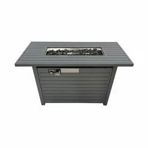 11'' H x 42'' L Steel Propane Outdoor Fire Pit Table with Lid