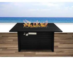 24" H Steel Propane Outdoor Fire Pit Table With Lid - CM-1124