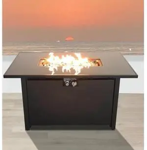 25" H x 42" W Steel Outdoor Fire Pit Table with Lid