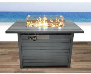 42" W x 25" H Steel Propane Fire Pit Table with Lid