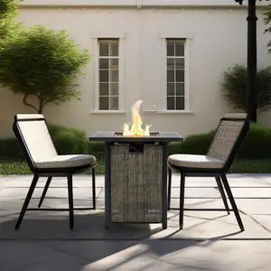 28" Propane Gas Fire Pit Table, 50000 BTU Square Steel Fire Pit  for Outside Patio Deck Garden Courtyard -Black