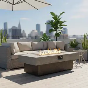 Tabletop Propane Fire Pits, 55 x 23 in, 50,000 BTU outdoor firepit table, Suitable for Outdoor, Patio, Balcony, three height options
