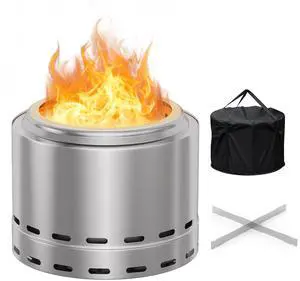 19.5" Smokeless Fire Pit, Portable Outdoor Firepit, Wood Burning Fireplaces, Low Smoke Bonfire for Camping, Patio and Outside