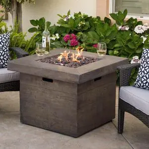 ANCHORAGE 32'' WOOD SQUARE MGO FIRE PIT BROWN - 40,000 BTU