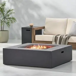 Outdoor 50000 BTU Propane Fire Pit, Dark Grey, with Tank Holder