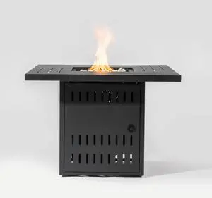 34" Propane Gas Fire Pit Table, 50000 BTU Rectangular Steel Fire Pit for Outside Patio Deck Garden Courtyard- Black