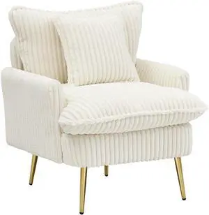 30.31 inch single chair Fashion sofa, beige sofa, coarse corduroy fabric, soft and comfortable, suitable for apartment office living room bedroom conference hall