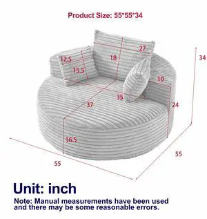 55''L Chenille Sponge single sofa,No Assembly Required,Fluffy Modern Sleeper Chair for Living room, Bedroom, Lounge and Projection Room(Not a swivel chair.)