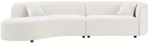 Luxury Modern Style Living Room Upholstery Curved Sofa with Chaise 2-Piece Set, Left Hand Facing Sectional,  Boucle Couch, White