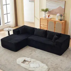 Modular sectional sofa with Chaise, No Assembly,Modern L $haped Cloud Couch with Deep sea tSectional Couches for Living Room, Bedroom, Office,Black