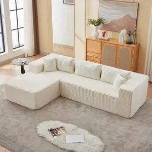 Modular sectional sofa with Chaise, No Assembly,Modern L $haped Cloud Couch with Deep sea tSectional Couches for Living Room, Bedroom, Office,White