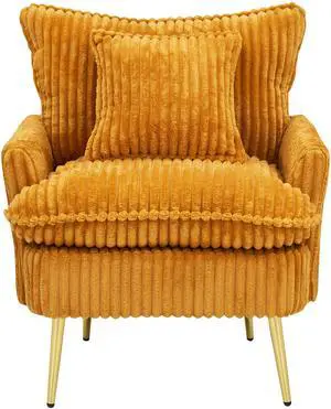 30.31 inch single chair Fashion sofa, yellow sofa, coarse corduroy fabric, soft and comfortable, suitable for apartment office living room bedroom meeting room