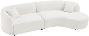 Luxury Modern Style Living Room Upholstery Curved Sofa with Chaise 2-Piece Set, Right Hand Facing Sectional,  Boucle Couch, White