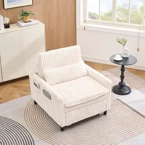 Beige comfortable chair for Small apartment Bedroom space Balcony Small sofa bed Lazy Small sofa Sofa with a pillow