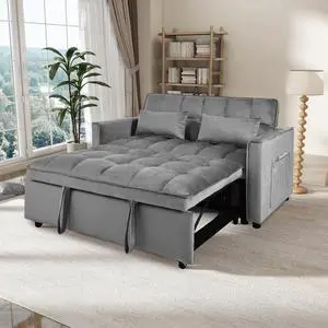 Convertible Sofa Bed,3-in-1 Pull Out Couch Bed with Reclining Backrest and Pillows,Sofa Bed Chair Full Convertible Sleeper Loveseat for  Living Room, Home or Office(Dark grey)