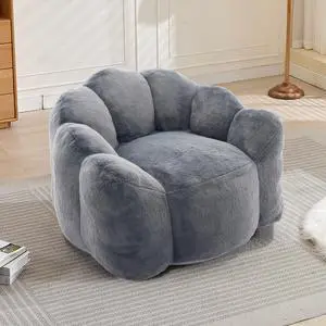 Lotus type compression sofa Adult bean bag sofa with pull ring can be easily moved without installation Suitable for various environments such as living room, bedroom, etc. Relax and enjoy life,Gray