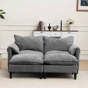 Convertible Combination Sofa Sofa U-Shaped Sofa with Footstools with Storage,  Gray  Sofa for Living Room, Living Room/Bedroom/Office/Small Space 2-Seater Combination Sofa- (Gray)