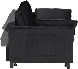 Modern velvet sofa, sofa pull-out bed, small love seat casual sofa with back, with pillow, pockets, living room furniture, 3 in 1 convertible sleep sofa bed.