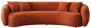102'' 5-Seater Boucle Sofa Modern Sectional Half Moon Leisure Couch Curved Sofa Teddy Fleece Orange