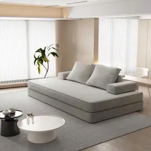 86.6"Multifunctional Convertible Sofa Bed w/2 Removable Backrests and 2 Pillows,Fluffy Chenille Fabric Sofa,Chaise Lounge,Game Pad,DIY Modern Upholstered Couch,Deep Seat Couch for Living Room,Office