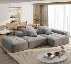 Modern Oversized Modular Sectional Sofa with Ottoman,seat,chaise lounge and armrest,Sparkling Chenille Fabric Soft Cushion Sofa with 4 Pillows,4 PCS DIY Combination Tufted Sofa,No Assembly Required