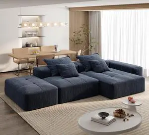 Modern Oversized Modular Sectional Sofa with Ottoman,seat,chaise lounge and armrest,Sparkling Chenille Fabric Soft Cushion Sofa with 4 Pillows,4 PCS DIY Combination Tufted Sofa,No Assembly Required