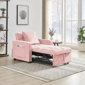 Three-in-one sofa bed chair folding sofa bed adjustable back into a sofa recliner single bed adult modern chair bed berth Pink