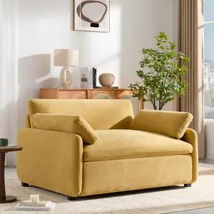 [Video]50*43" Oversized Chenille Single Sofa Chair,Wide and Deep Seat Accent Chair,Modern Upholstered Comfy Armchair,Color Blocking Couch Lounge with Pillows for Living Room,Apartment,Bedroom,7 Colors