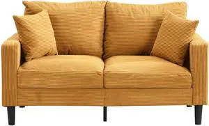 57 " High Resilience Loveseat Sofa, Wooden Frame 2 Seat Sofa, Comfy , Small Space Saving Modern Upholstered Sofa, Living Room Bedroom Apartment Small Space , Orange