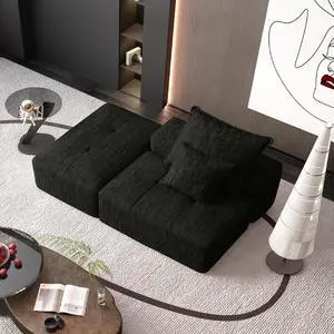 Modern Oversized Modular Sectional Sofa,Sparkling Chenille Fabric Soft Cushion Sofa with 2 Pillows,DIY Combination Tufted Sofa,No Assembly Required