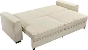 91''Large Sofa Bed with Storage, Modern 3 Seater Couch Furniture, Three-seat Classic Upholstered Back Sofa for Small Spaces, Living Room, Bedroom, Apartment,Beige