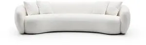 102'' 5-Seater Boucle Sofa Modern Sectional Half Moon Leisure Couch Curved Sofa Teddy Fleece Velet  WHITE