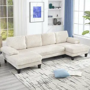 [VIDEO provided][New]U-Shaped Couch with Oversized Seat,4-Seat Sofa  with Double Chaise,Comfortable and spacious indoor furniture for Living Room,Apartment