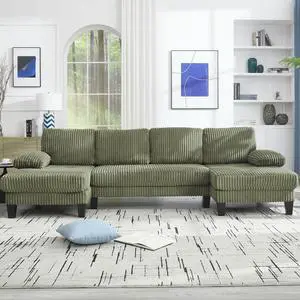 [VIDEO provided][New]U-Shaped Couch with Oversized Seat,4-Seat Sofa  with Double Chaise,Comfortable and spacious indoor furniture for Living Room,Apartment