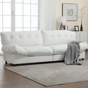 [VIDEO provided][New] Cloud Style Sofa, Teddy Velvet Fabric, Comfy Padded Cloud Couch for Living Room, Apartment