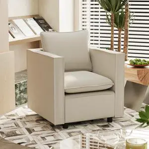 Decorative chairs, comfortable single sofa chairs in beige, soft and breathable seat cushions, soft cushioned armchairs, modern and comfortable sofa chairs in bedrooms/corners/reading rooms