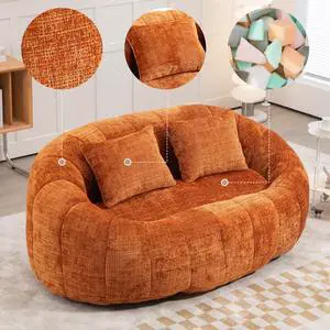 Bean Bag sofa Lazy Sofa Durable Comfort Lounger High Back Bean Bag Chair Couch for Adults and Kids, Indoor & Outdoor, Accent Floor Soft Lounge Chair  (Orange chenille)