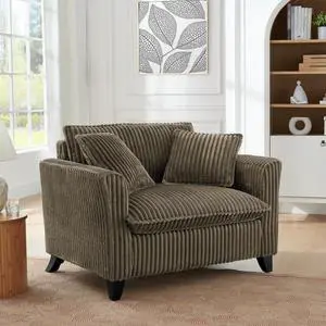 Lazy sofa chair, comfortable single-person sofa chair, with a backrest and soft seat cushion, having armrests on both sides, suitable for living room and bedroom - Brown
