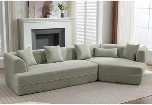[VIDEO PROVIDED][ New And Upgraded Extended Edition]Modular sofa , modern minimalist style sofa,  upholstered ,  free combination, round fiber fabric, anti-wrinkle fabric,Dimension extension,Green
