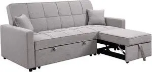 83" Oversized Upholstered Sofa Bed W/Pull Out Couch Bed & Adjustable Backrest,3 Seaters Sofa & Couch Convertible Sleep Sofabed for Home Apartment Living Room,Light Gray