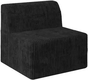 Single seat sofa Compressed Sectional Sofa Modern Minimalist Style Corduroy Couch, Sleeper Sofa for Living Room, Bedroom, Comfy Compressed Sofa Couch Space-Efficient Design-black