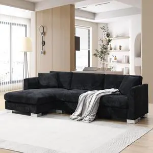96*56" Modern Cloud Sectional Sofa,L-shaped Luxury Couch Set with 2 Free pillows,4-seat Chenille Indoor Furniture with Oversized Chaise for Living Room,Apartment,Office,3 Colors