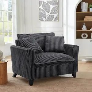Lazy sofa chair, comfortable single-person sofa chair, with a backrest and soft seat cushion, having armrests on both sides, suitable for living room and bedroom - Grey